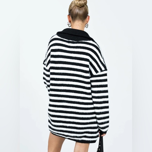 Princess Polly DEVERELL SWEATER DRESS BLACK / WHITE - Picture 4 of 4